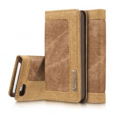 iPhone SE 5 5s - CaseMe Vintage Denim Material Stand Wallet Protective Phone Cover Case - Brown